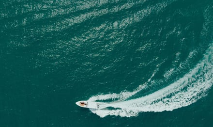 Aerial view of boat on lake