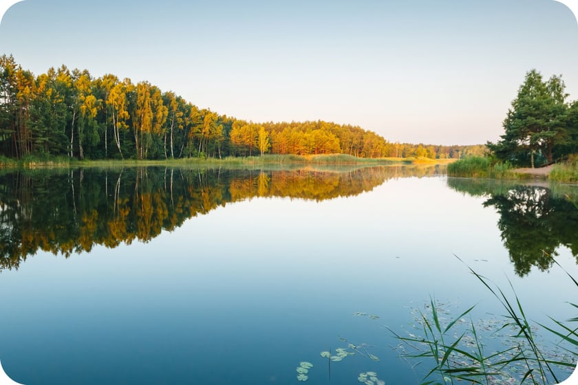 Clean lake at sunset
